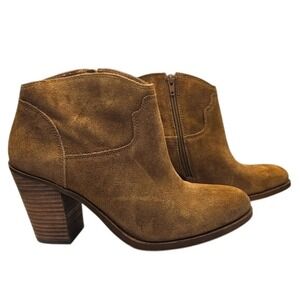 Lucky Brand Eller Tan Suede Western Ankle Boots‎ Size 10